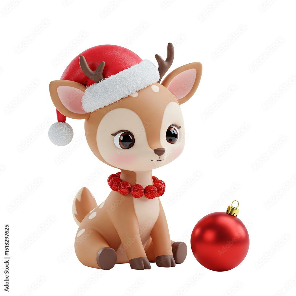 deer wearing a Christmas hat isolated on a white background deer wearing a Christmas hat isolated on a white background