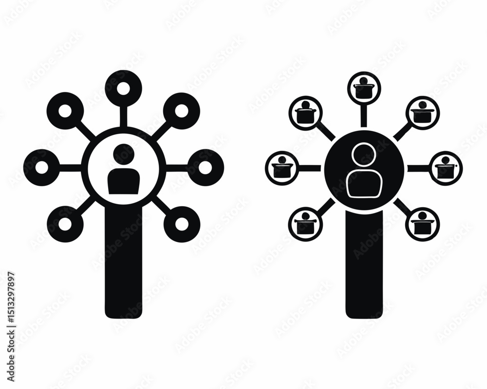 Obraz premium Hub network icon vector silhouette illustration isolated on white background