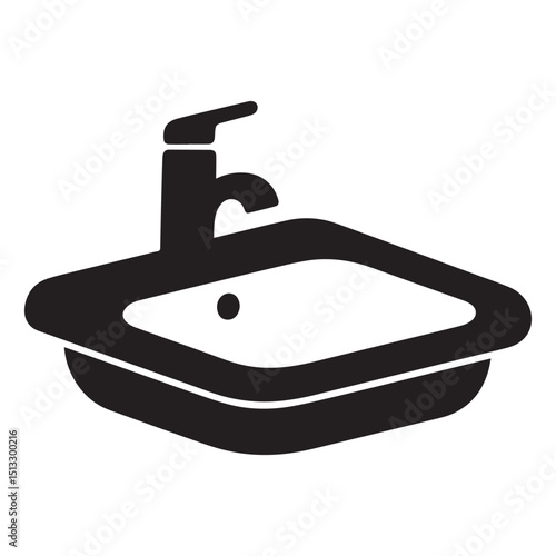 Sink black silhouette vector art and illustration Silhouette white background