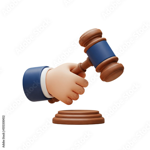 wooden gavel on white background