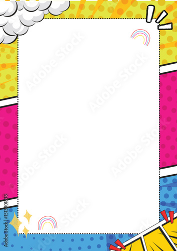 Comic Book Panel: A vibrant comic book panel illustration, capturing the essence of graphic storytelling with bold lines and dynamic elements, offering a blank canvas for creative expression.