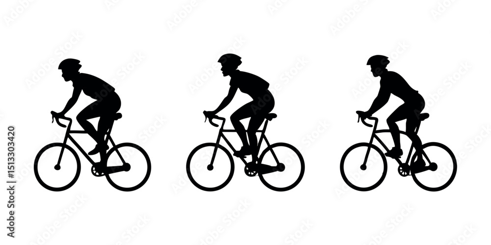 Obraz premium Black vector silhouette of a cyclist riding a mountain bike