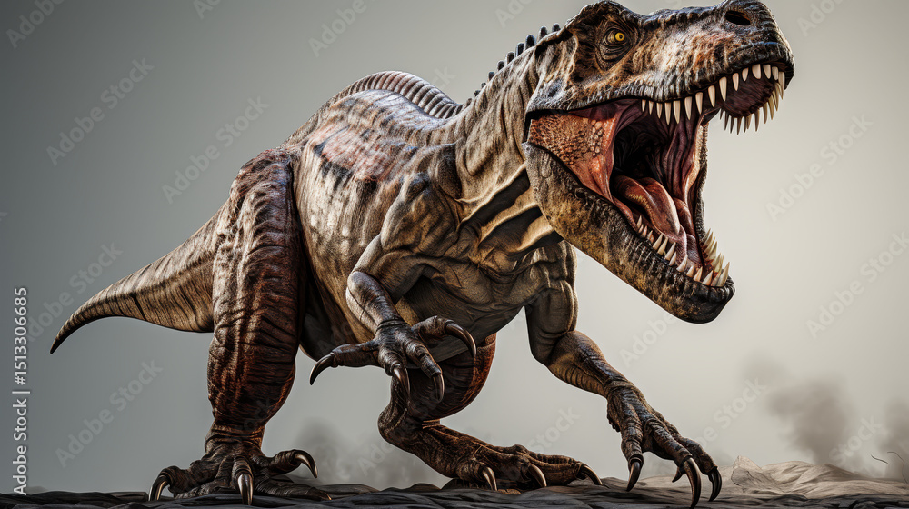 Fototapeta premium Roaring T-Rex Dinosaur with Sharp Teeth