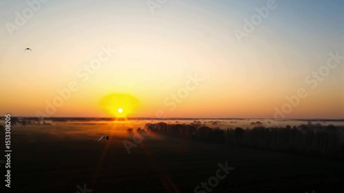landscape view of sunset over the sea beach, 