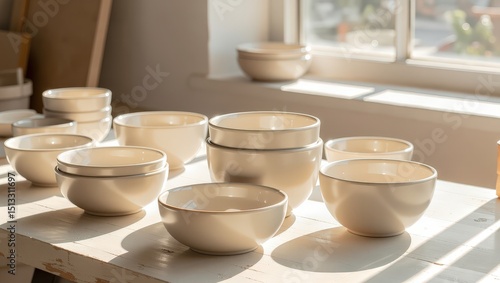 Wallpaper Mural Collection of Ceramic Bowls in Natural Light Torontodigital.ca