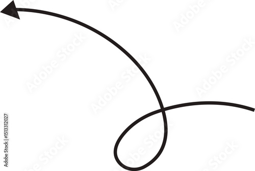Arrow icon. Hand drawn black line doodle arrow, curve arrow vector. Sketch curved dashed arrows design isolated on transparent background. Direction shape for web and app.