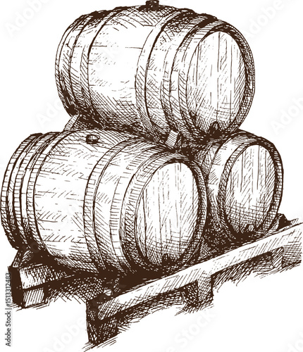 Wine Barrel, Logo Barrel, Isolated icon, Winery, 