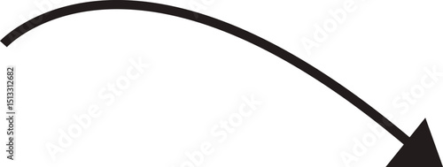 Arrow icon. Hand drawn black line doodle arrow, curve arrow vector. Sketch curved dashed arrows design isolated on transparent background. Direction shape for web and app.