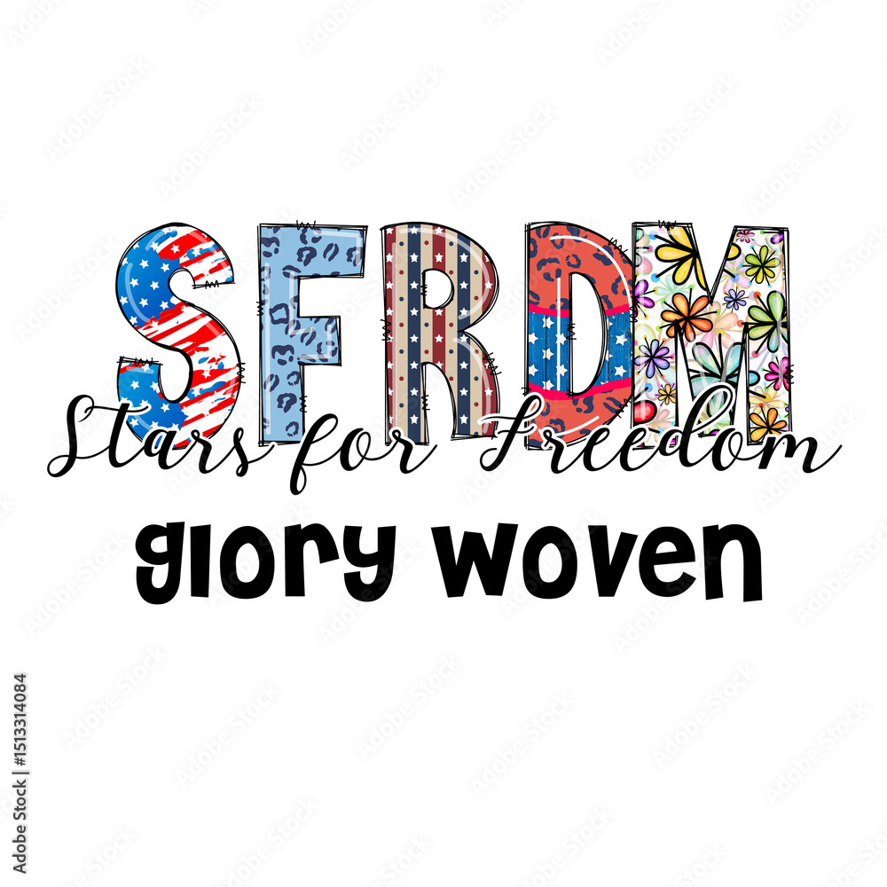 Naklejka premium Patriotic Design SERDM Stars for Freedom Glory Woven Graphic Tee