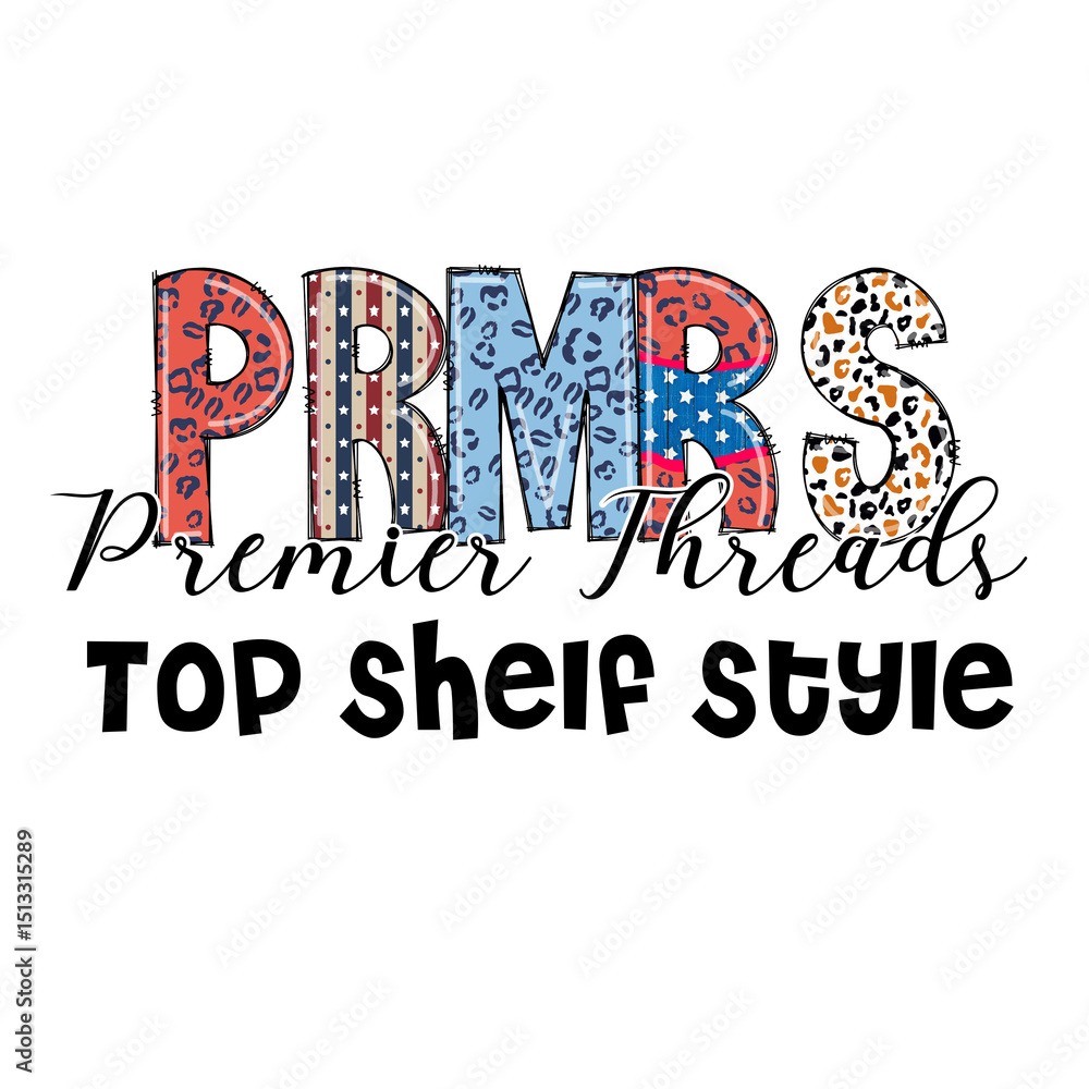 Naklejka premium Premier Threads Top Shelf Style Graphic Design with Patriotic and Animal Print