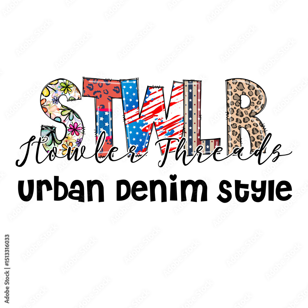 Fototapeta premium STWL Slower Threads Urban Denim Style Graphic Design