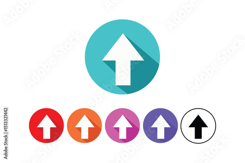 Colorful up arrow directional symbols with long shadows representing progress and movement vectors Free Download Colorful up arrow directional symbols with long shadows representing progress and movement vectors - GFXLoad