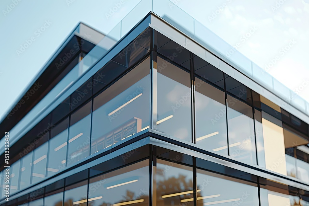 Detailed Visual of Modern Business Building with Glass Designed Facade Detailed Visual of Modern Business Building with Glass Designed Facade