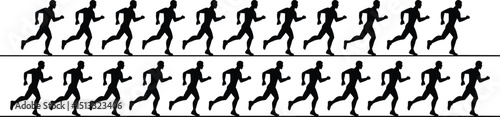 Running Silhouettes Animation Frame Sequence - Fitness and Motion Concept