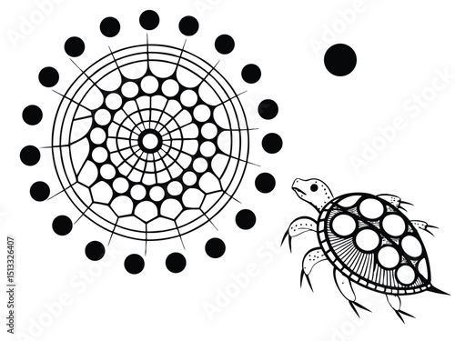 Turtle and aboriginal inspired mandala design