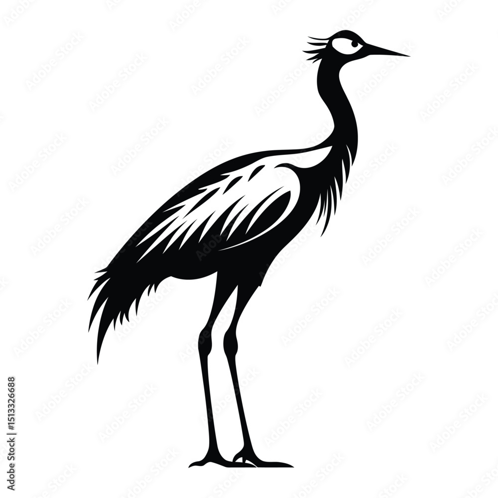 Fototapeta premium Crane animal silhouette white background