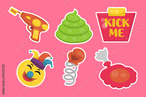  Set of april fool day sticker collection 