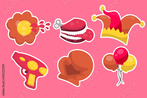  Set of april fool day sticker collection 
