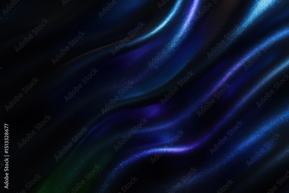 Deep blue and violet satin fabric with glowing accents and elegant soft shadow folds in dark Deep blue and violet satin fabric with glowing accents and elegant soft shadow folds in dark