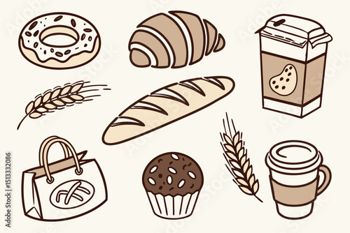 vector set of bread