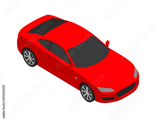 Isometric Icon of Red Sports Car