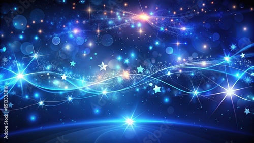 Dark blue abstract background with swirling stars and neon lights
