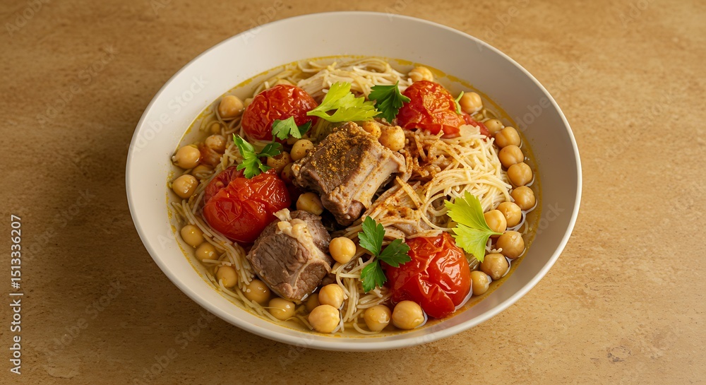 Aromatic Lamb and Chickpea Noodle Soup with Roasted Tomatoes Aromatic Lamb and Chickpea Noodle Soup with Roasted Tomatoes