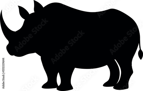 Rhinoceros Silhouette - Black Rhino Outline - Wildlife Animal Sketch