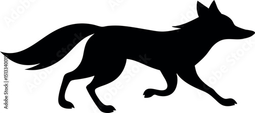"Elegant Fox Silhouette Illustration – High-Quality Vector Image of a Graceful Wild Canine with Pointed Ears and Bushy Tail for Nature, Wildlife, Animal Art, Graphic Design, and Logo Creation