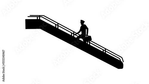 Airline Pilot symbol, black isolated silhouette