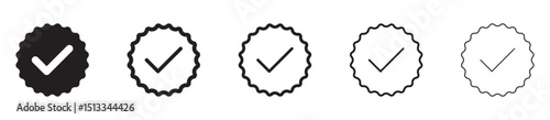 Check mark icon vector. Tick icon vector. Check mark icon set. Check mark icon solid and line style.