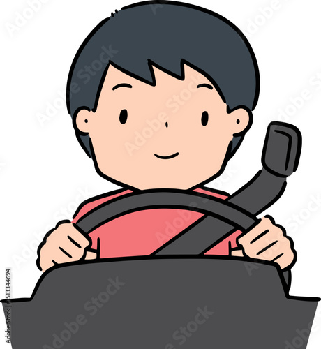 Illustration of man using safety belt
