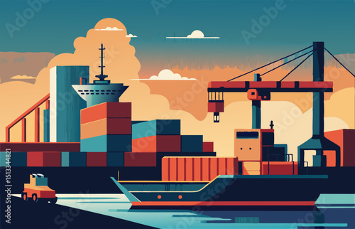 cargo ship in port