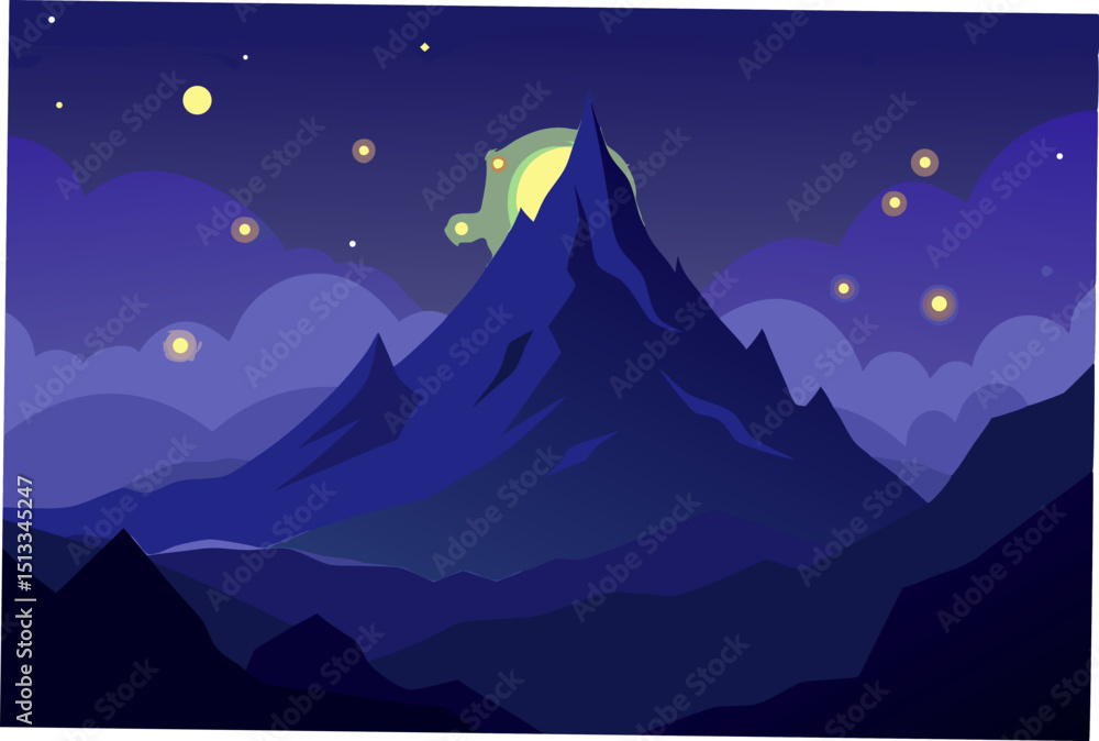Obraz premium night landscape with mountains
