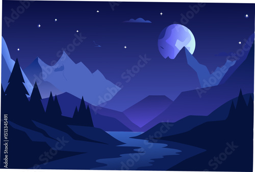 moon and mountains