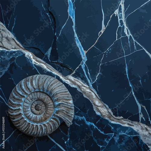 sea shell on blue  marbel background