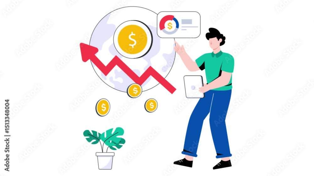 World Economy 2D Flat Animation. World Economy 2D Flat Animation.