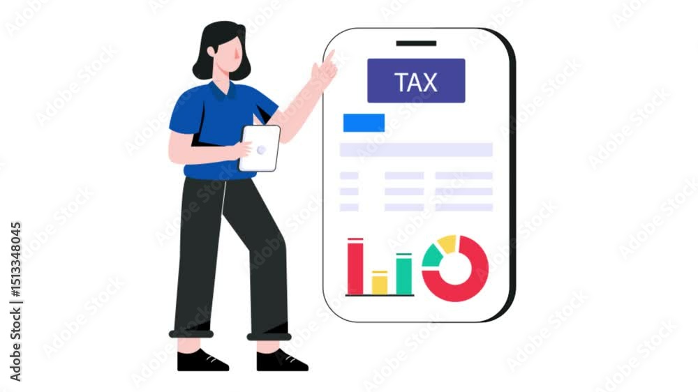 Annual tax report 2D Flat Animation. Annual tax report 2D Flat Animation.