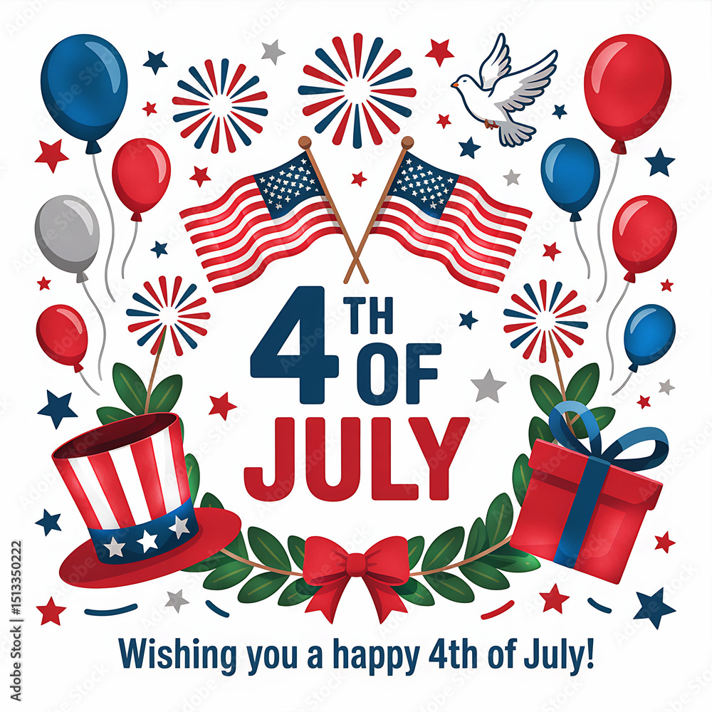 Obraz premium Festive 4th of July Design with Patriotic Elements