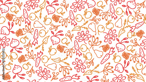 Wallpaper Mural Contour pattern of various vegetables and fruits. Torontodigital.ca