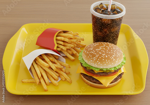 Fast food meal on tray