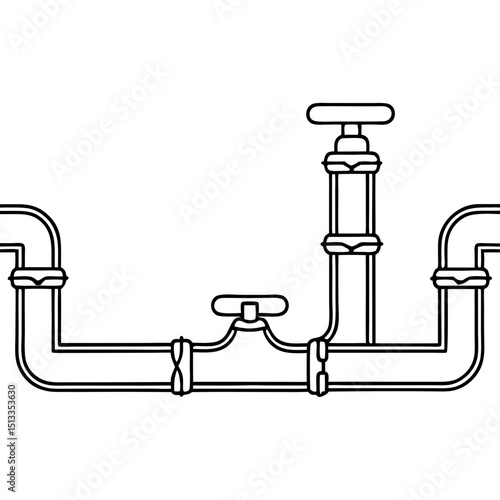 Urban gas line diagram, simple line art illustration for industrial design