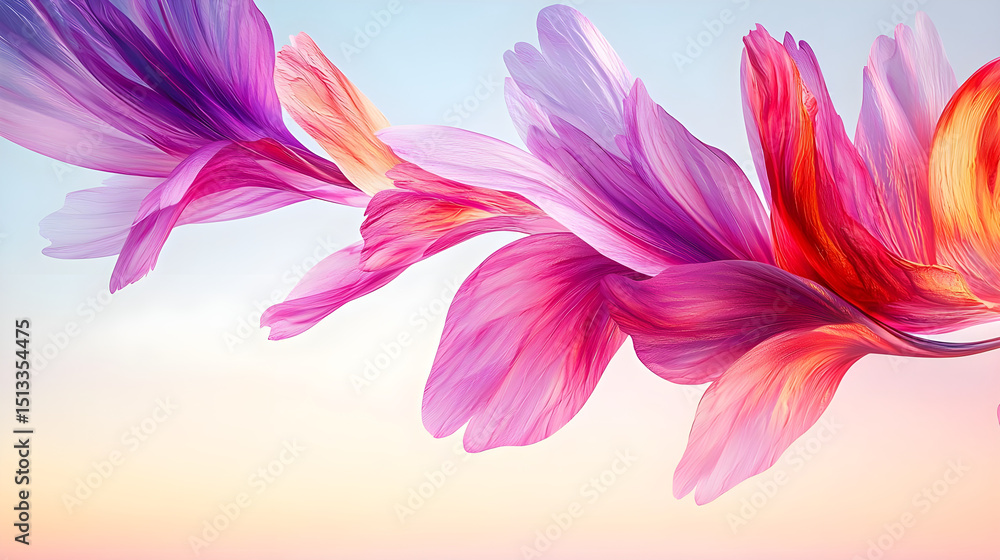 Colorful Abstract Flower Petals in Soft Gradient Background Colorful Abstract Flower Petals in Soft Gradient Background