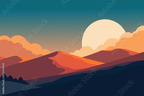 sunset in mountains