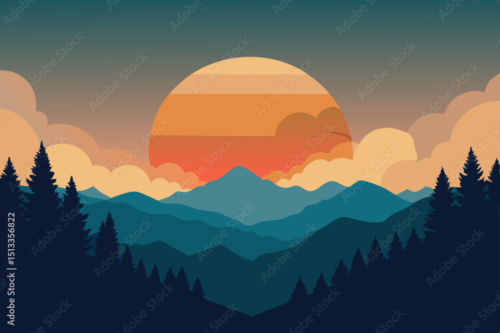Obraz premium sunset in mountains