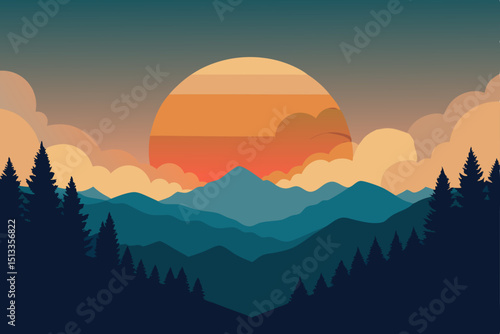 sunset in mountains