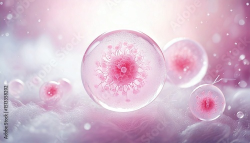 3D Illustration of Egg Freezing and Cryopreservation. Stem Cell Freezing and Preservation. Medical Illustration. 