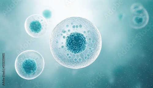 3D Illustration of Stem Cell Freezing and Preservation. Egg Freezing and Cryopreservation. Medical Illustration. 