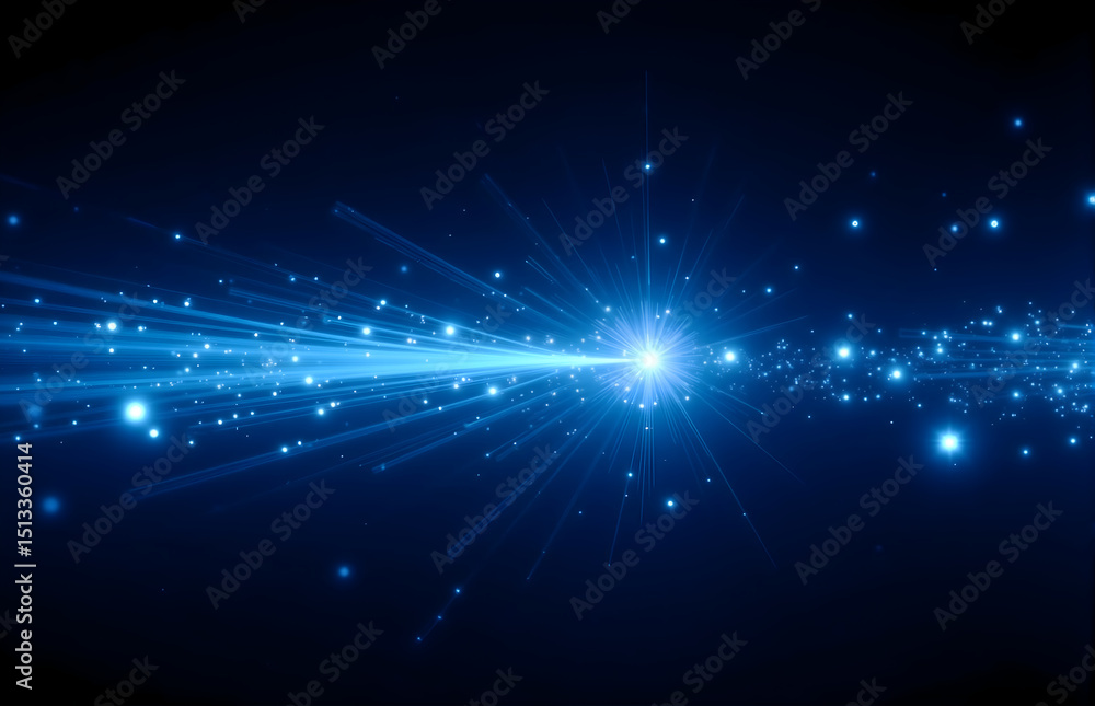 Fototapeta premium Blue Shining Tech - inspired Light Streaks