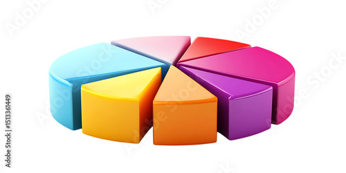 A colorful pie chart with different colored segments shown
